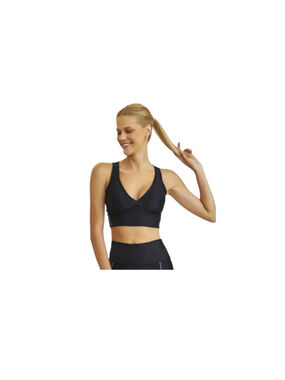 Cajubrasil Women's Size L Longline Vneck Cinched Sports Bra Classic Black New